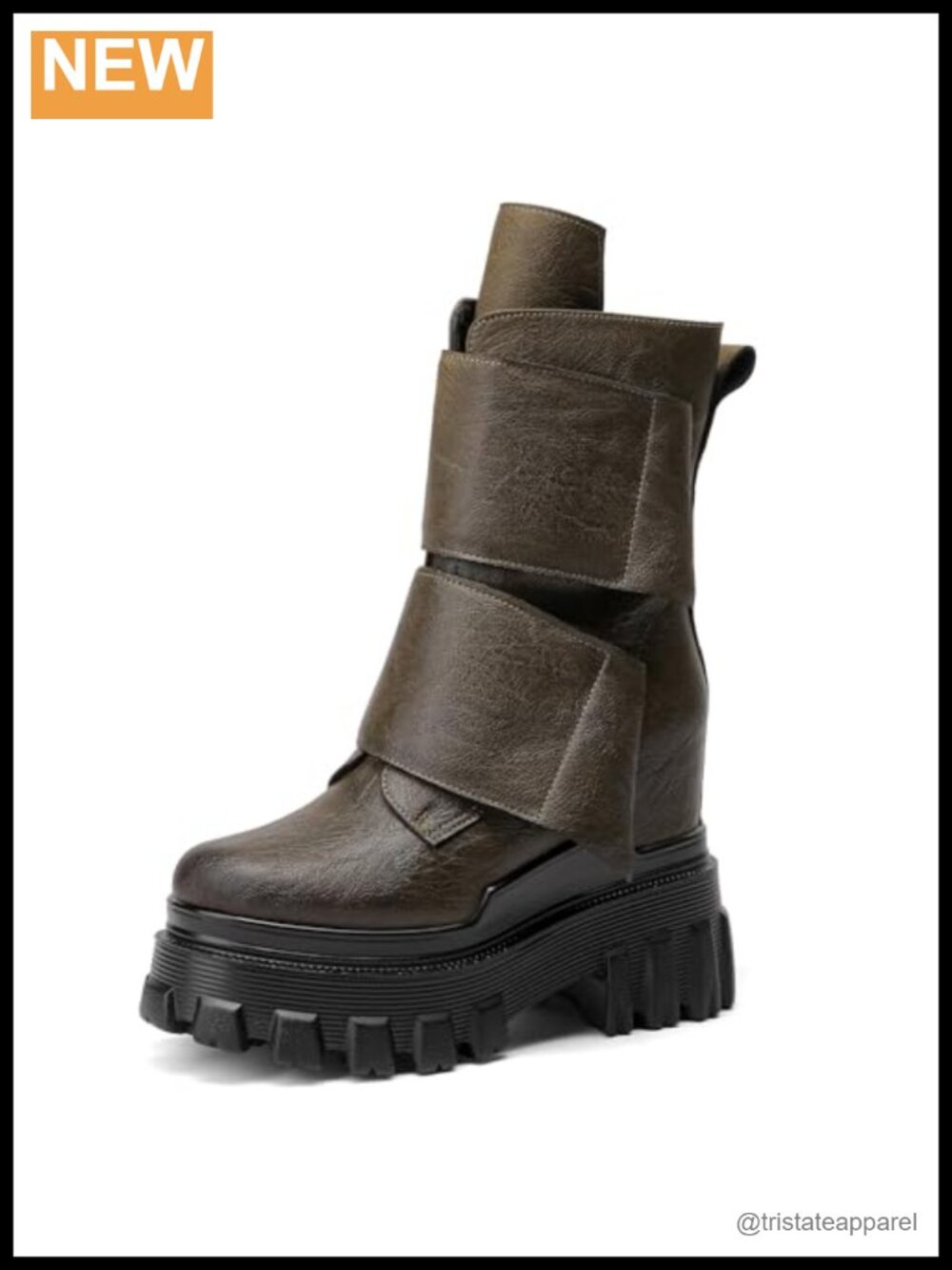 Genuine Leather Retro Wedge Ankle Boots Hidden Height